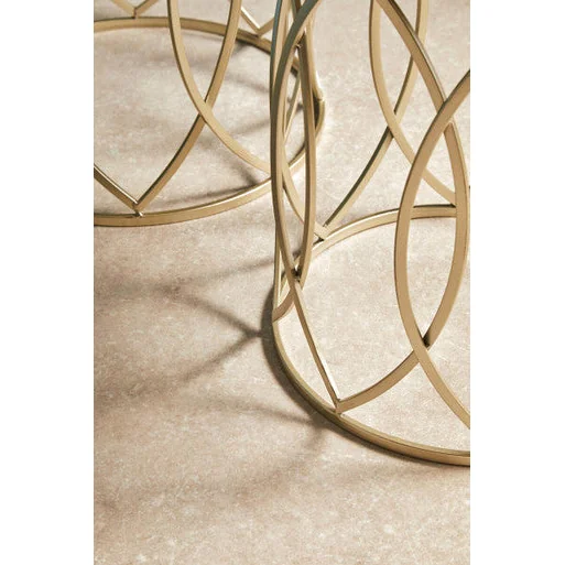Avantis Gold Finish Set of 2 Round Side Tables with Petal Design – image 5