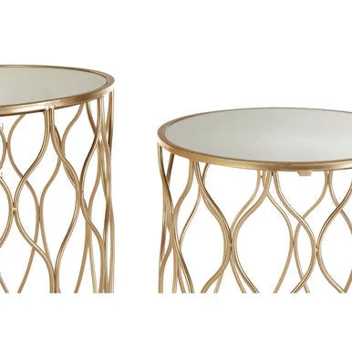 Arcana Champagne Finish Set of 2 Side Tables with Mirror Top – image 9