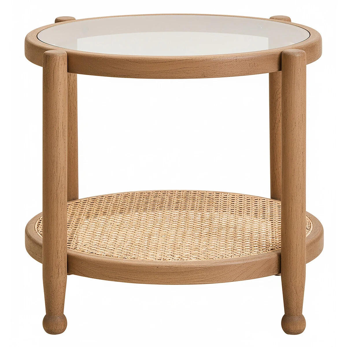 Cebu Natural Cane and Grey Wash Elm Wood Side Table – image 2