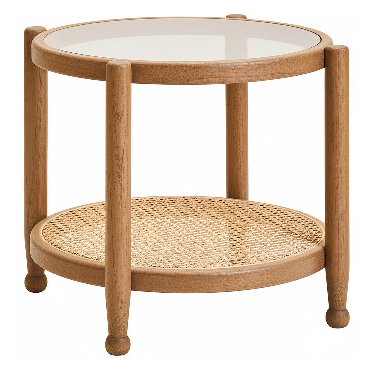 Cebu Natural Cane and Grey Wash Elm Wood Side Table – image 3