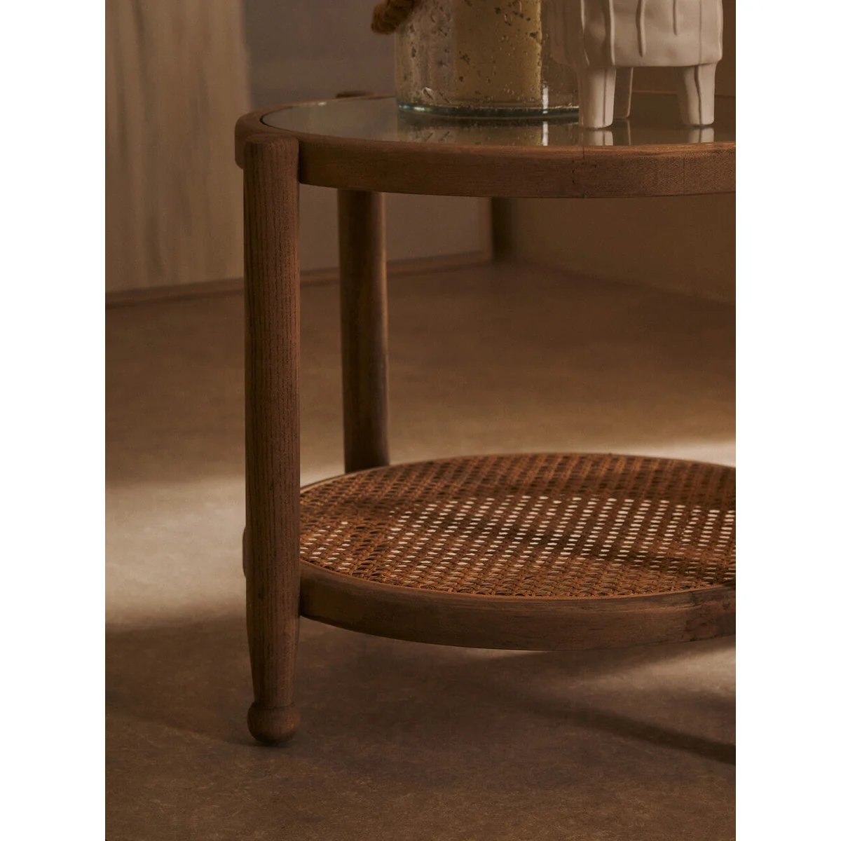 Cebu Natural Cane and Grey Wash Elm Wood Side Table – image 7
