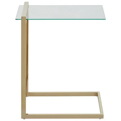 Oria Clear Tempered Glass Side Table with Gold Finish Frame – image 2