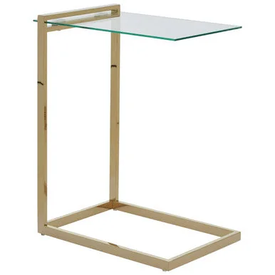 Oria Clear Tempered Glass Side Table with Gold Finish Frame – image 4