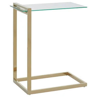 Oria Clear Tempered Glass Side Table with Gold Finish Frame – image 5