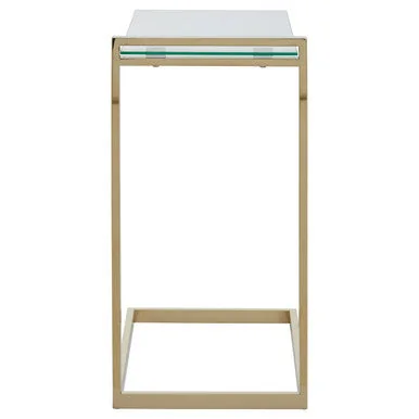 Oria Clear Tempered Glass Side Table with Gold Finish Frame – image 6