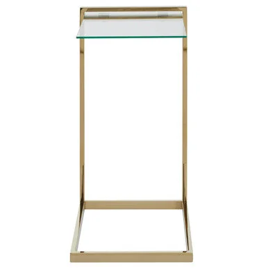 Oria Clear Tempered Glass Side Table with Gold Finish Frame – image 7