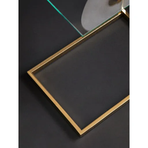 Oria Clear Tempered Glass Side Table with Gold Finish Frame – image 8