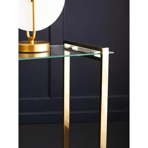Oria Clear Tempered Glass Side Table with Gold Finish Frame – image 9