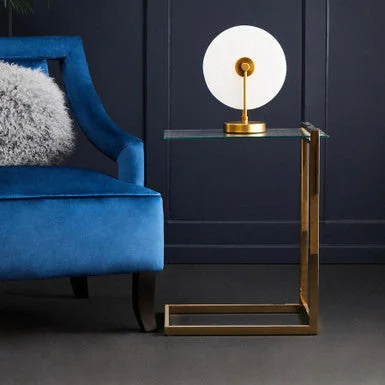 Oria Clear Tempered Glass Side Table with Gold Finish Frame – image 1