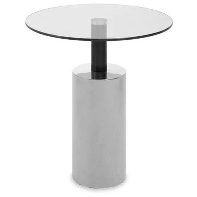 Oria Clear Glass Round Side Table with Silver Finish Base – image 2