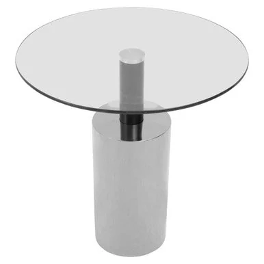 Oria Clear Glass Round Side Table with Silver Finish Base – image 3