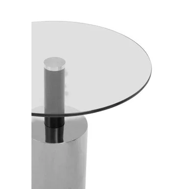 Oria Clear Glass Round Side Table with Silver Finish Base – image 4