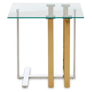 Alvea Clear Glass Side Table with Gold and Silver Finish Frame – image 2