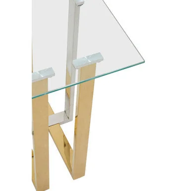 Alvea Clear Glass Side Table with Gold and Silver Finish Frame – image 7