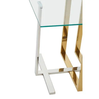 Alvea Clear Glass Side Table with Gold and Silver Finish Frame – image 8