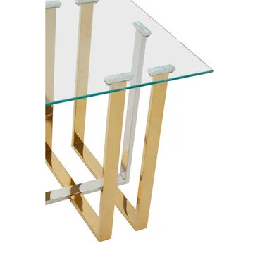 Alvea Clear Glass Side Table with Gold and Silver Finish Frame – image 9