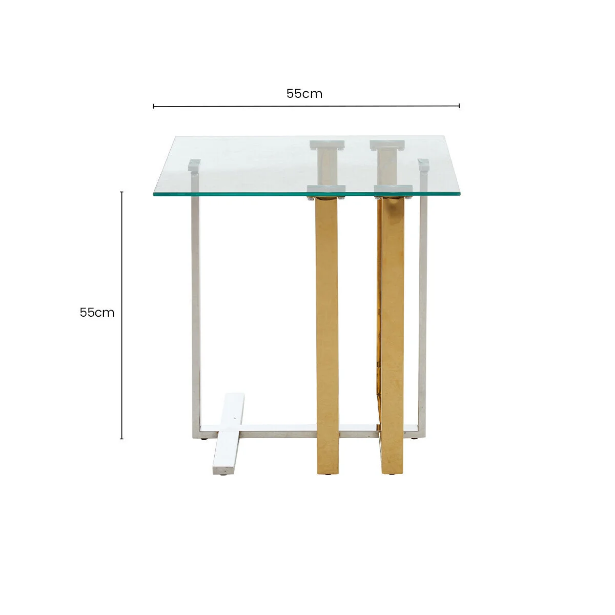 Alvea Clear Glass Side Table with Gold and Silver Finish Frame – image 10