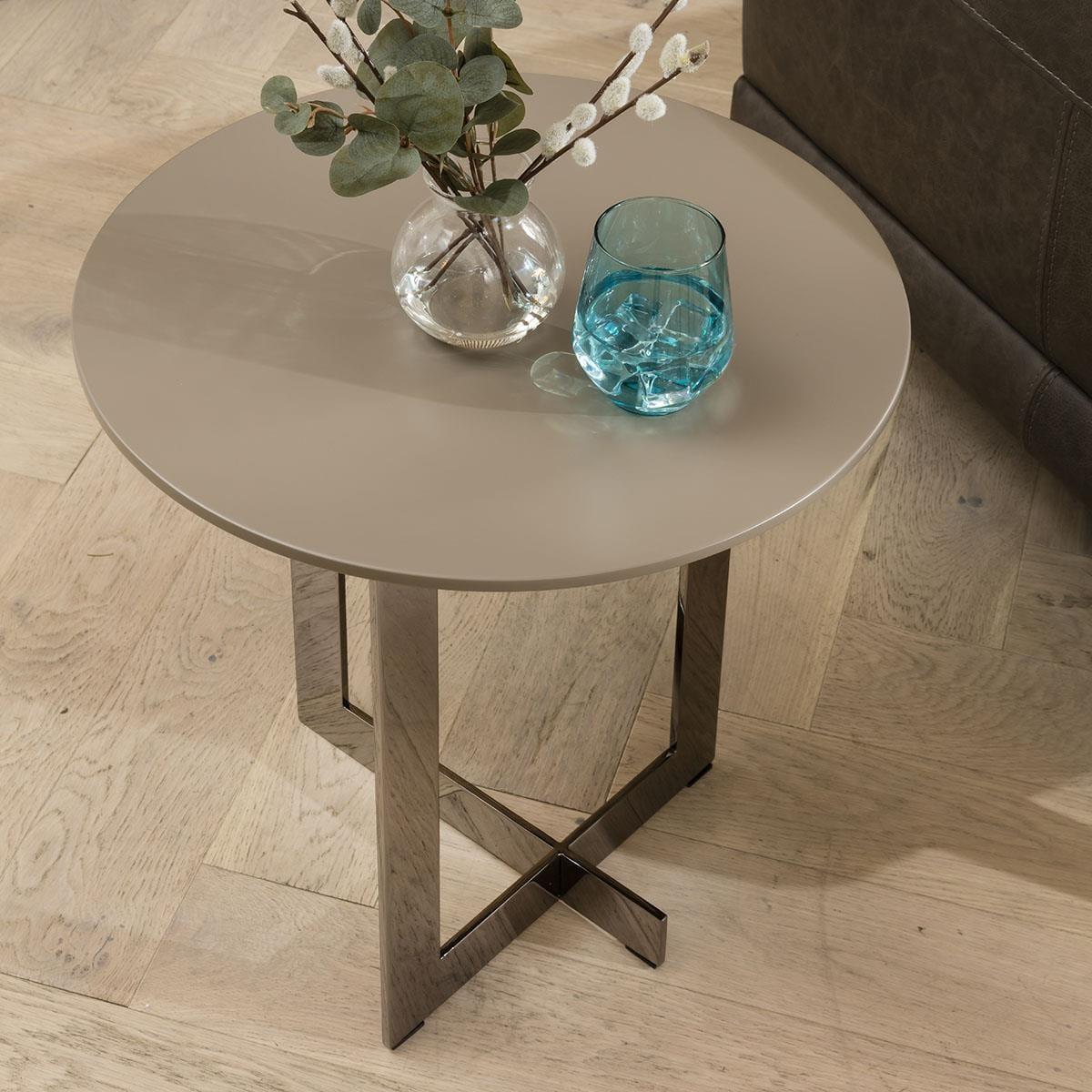 Exclusive Side Table 50cm - Modern Round Lamp Table - Premium Taupe Finish – image 3