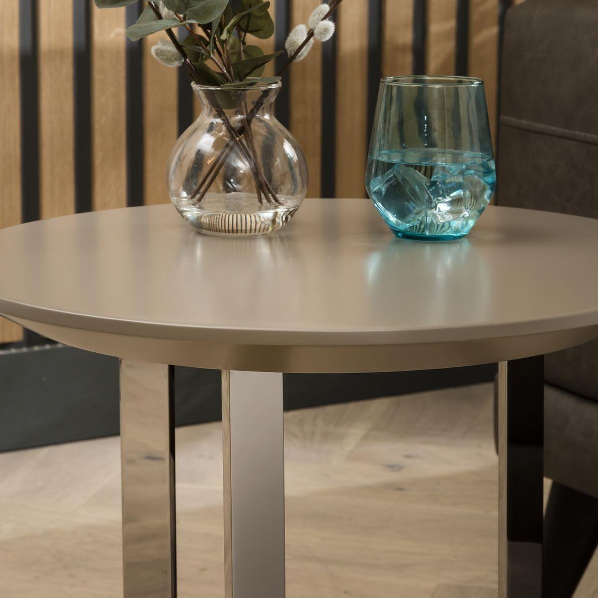 Exclusive Side Table 50cm - Modern Round Lamp Table - Premium Taupe Finish – image 4