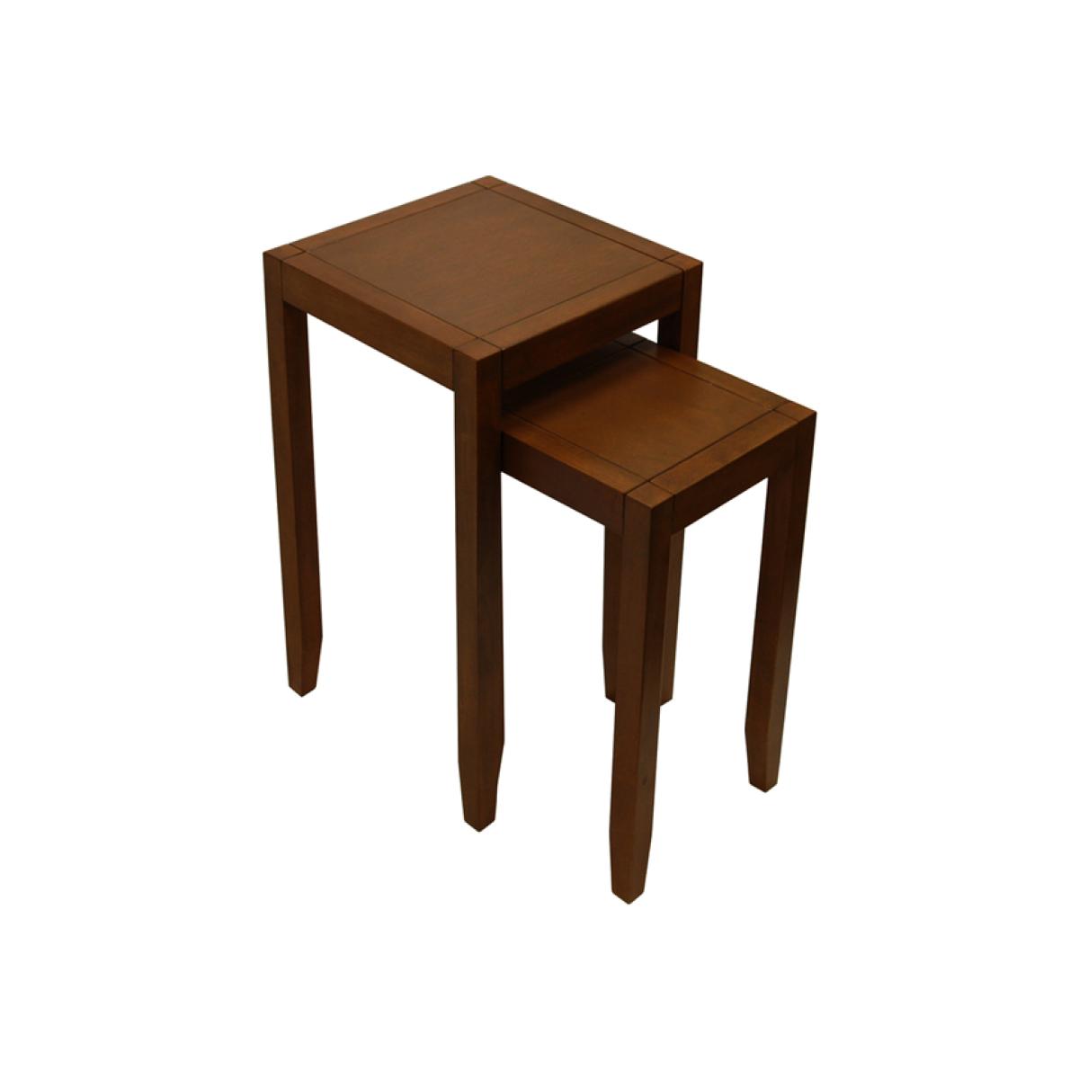 ANYWHERE - Solid Wood Nest of Two Side End Tables - Walnut Effect - Dark stain – image 1