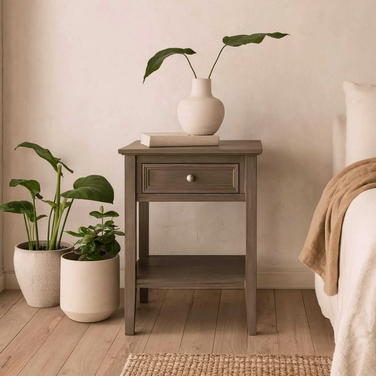 Laurelbrook 1 Drawer Wood Side Table with Bottom Shelf - Neutral – image 2