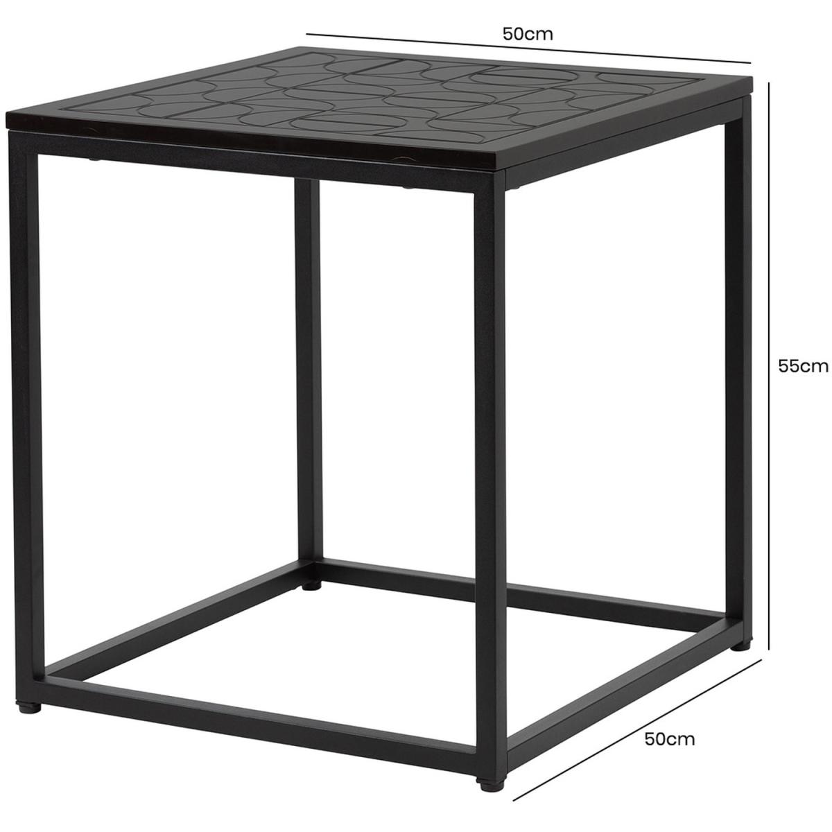 Metal End Table with Wooden Top - Black – image 3