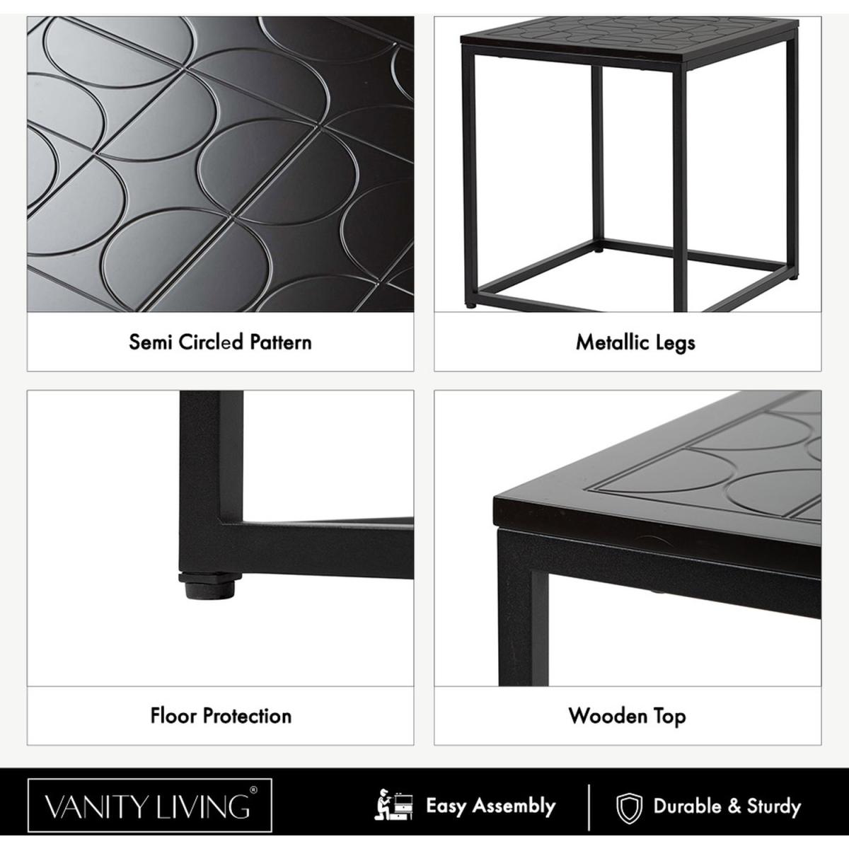Metal End Table with Wooden Top - Black – image 6