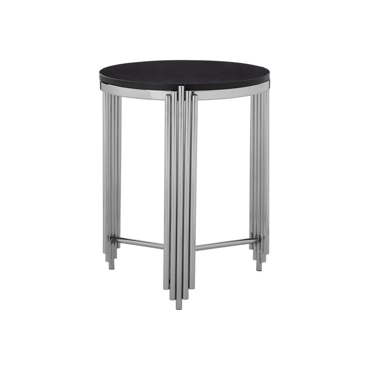 Clarice Granite Top Round Side Table - Silver – image 1