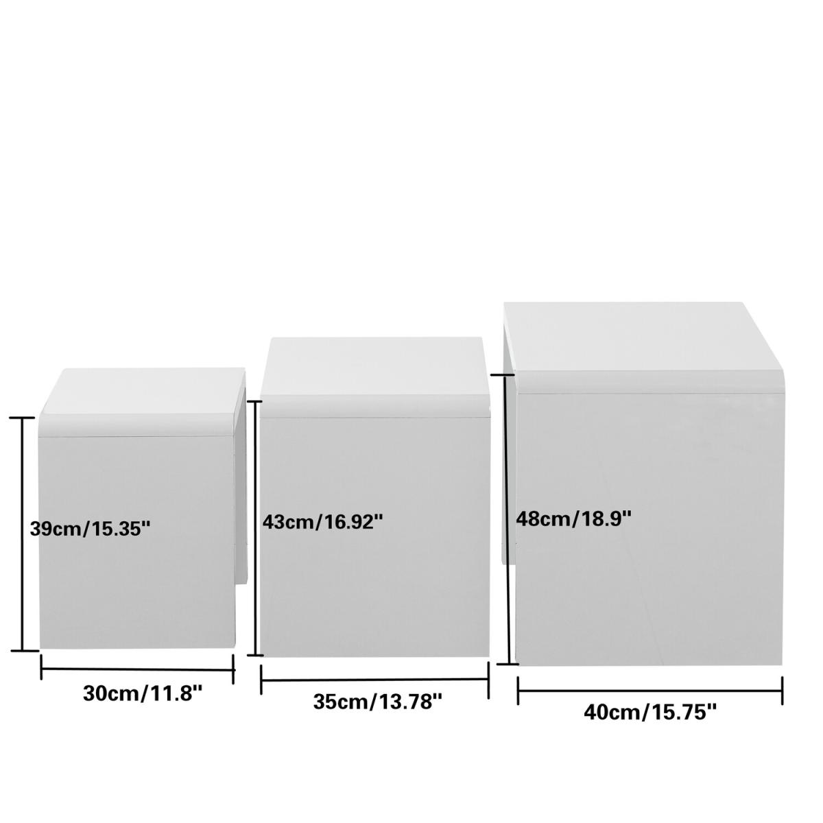 Nest of 3 Tables High Gloss White Finish  - White – image 4