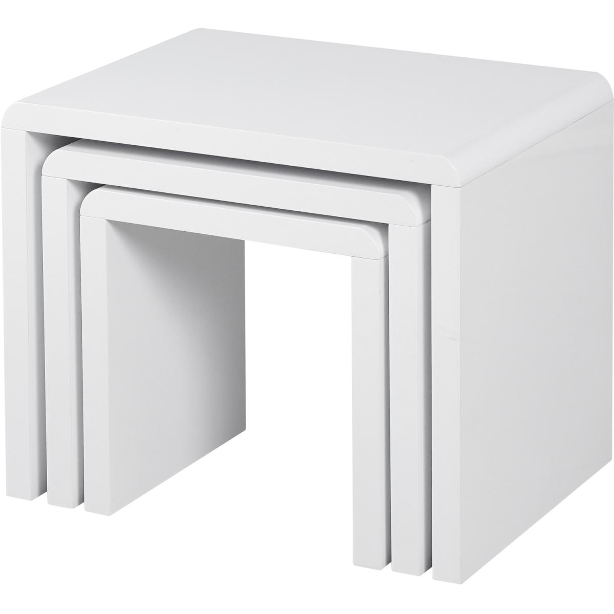 Nest of 3 Tables High Gloss White Finish  - White – image 5