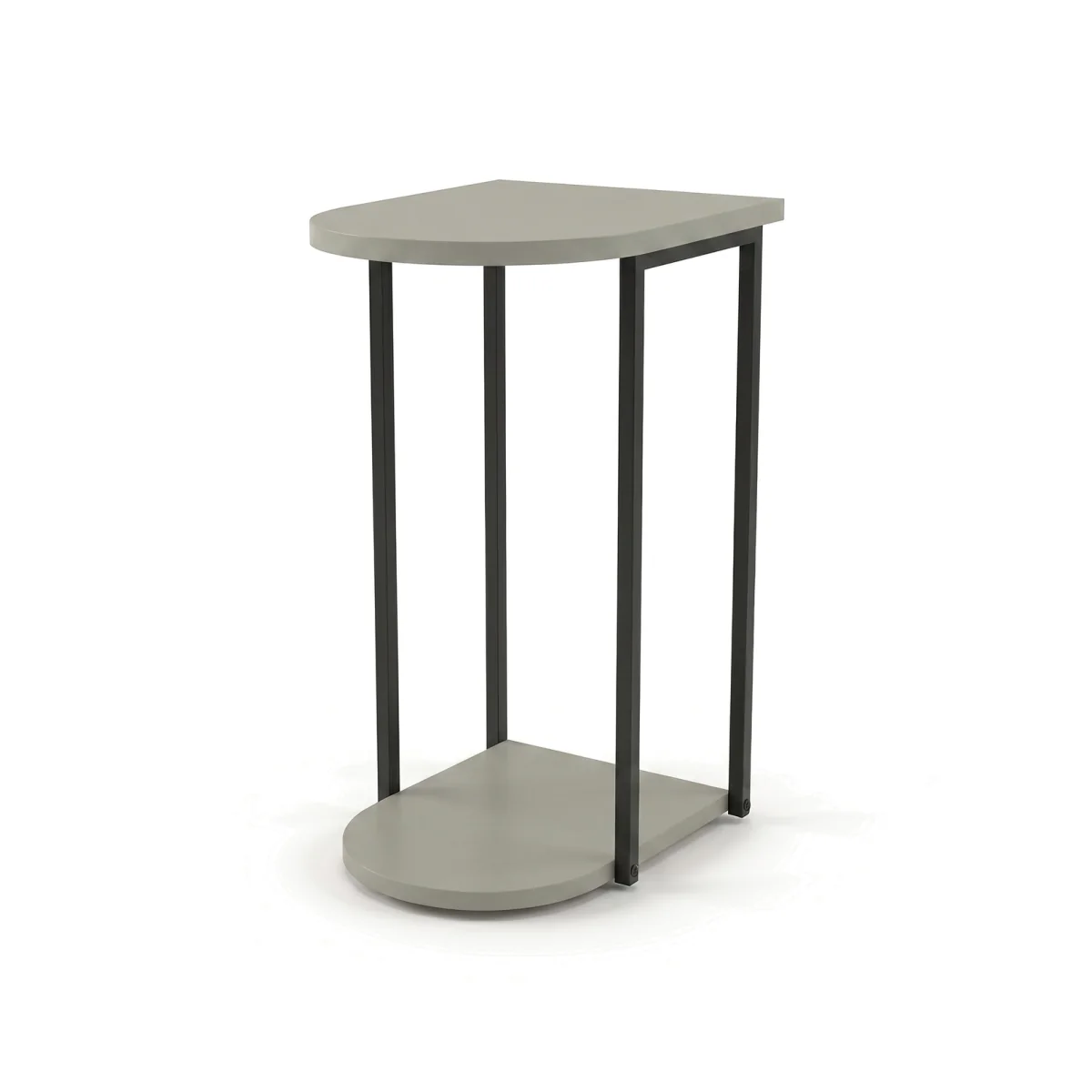 Decortie Roya Half-Round Side Table with Metal Frame and Shelf - Ash Green – image 1