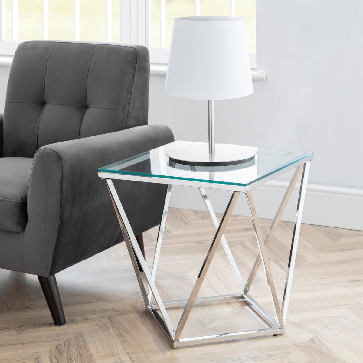Riviera Octagonal Lamp Table - Silver – image 2