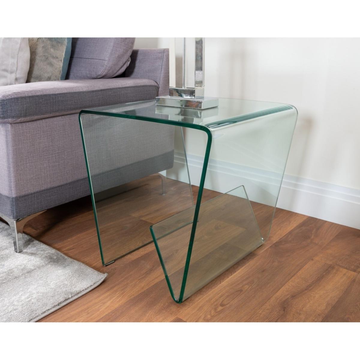 Turin Modern Clear Glass Side Table - Yellow – image 2