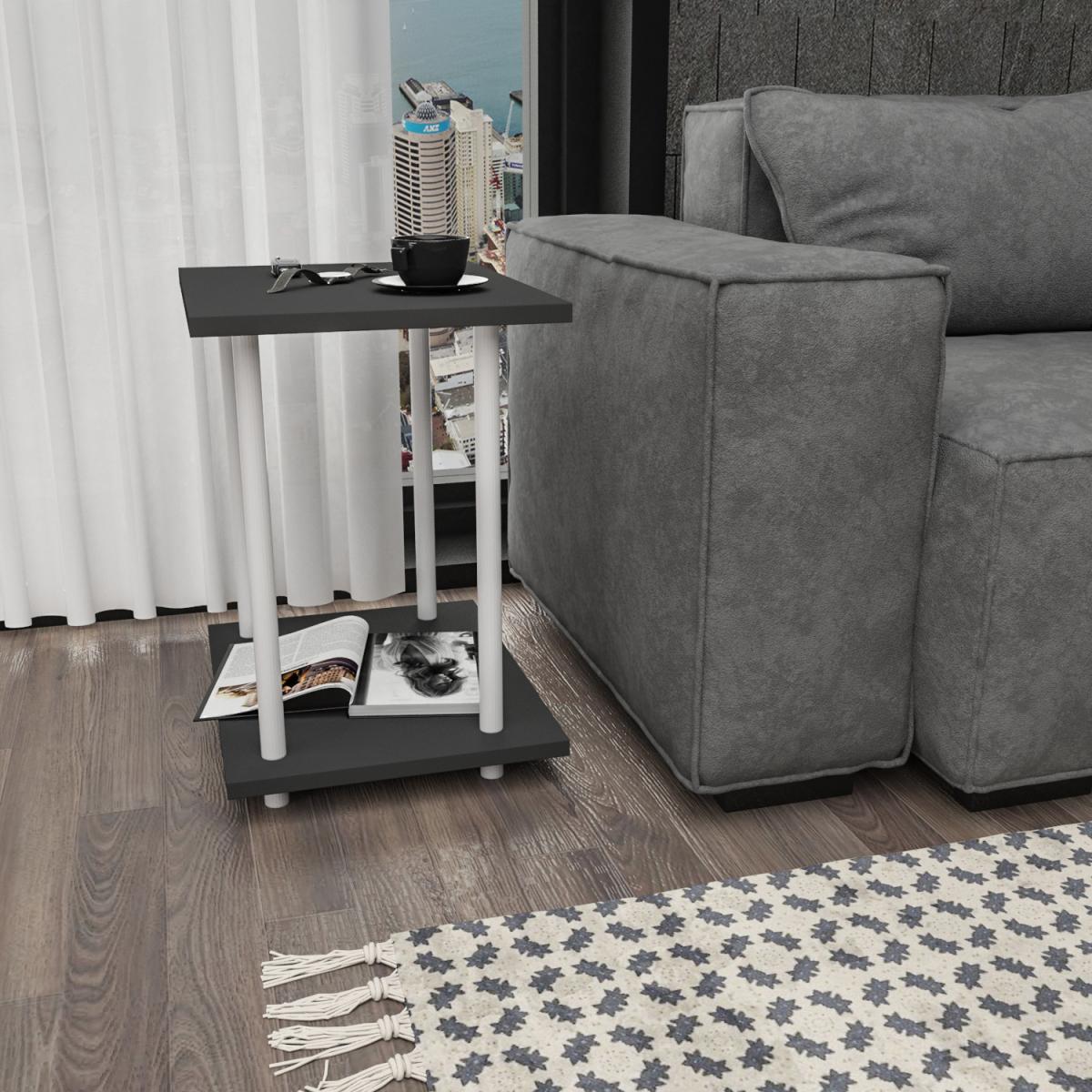 Bristol Industrial Modern Side Table End Table Coffee Table - White&Anthracite – image 4