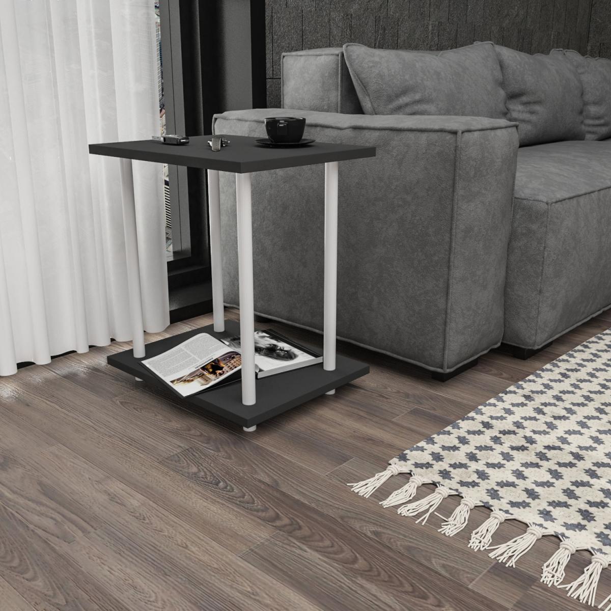 Bristol Industrial Modern Side Table End Table Coffee Table - White&Anthracite – image 5