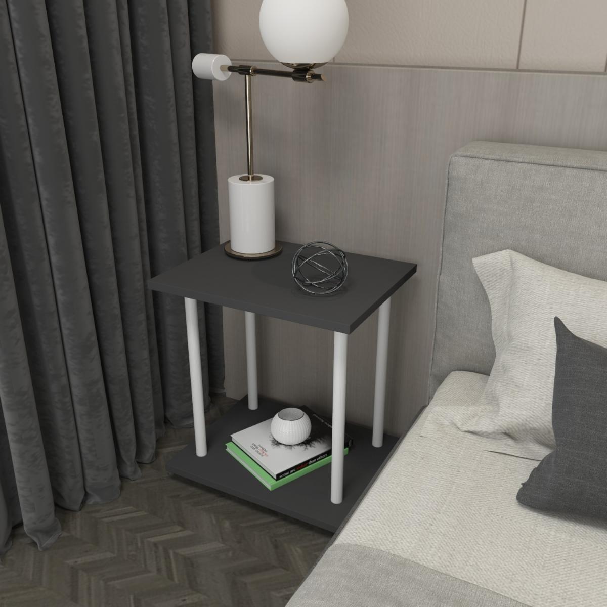 Bristol Industrial Modern Side Table End Table Coffee Table - White&Anthracite – image 6