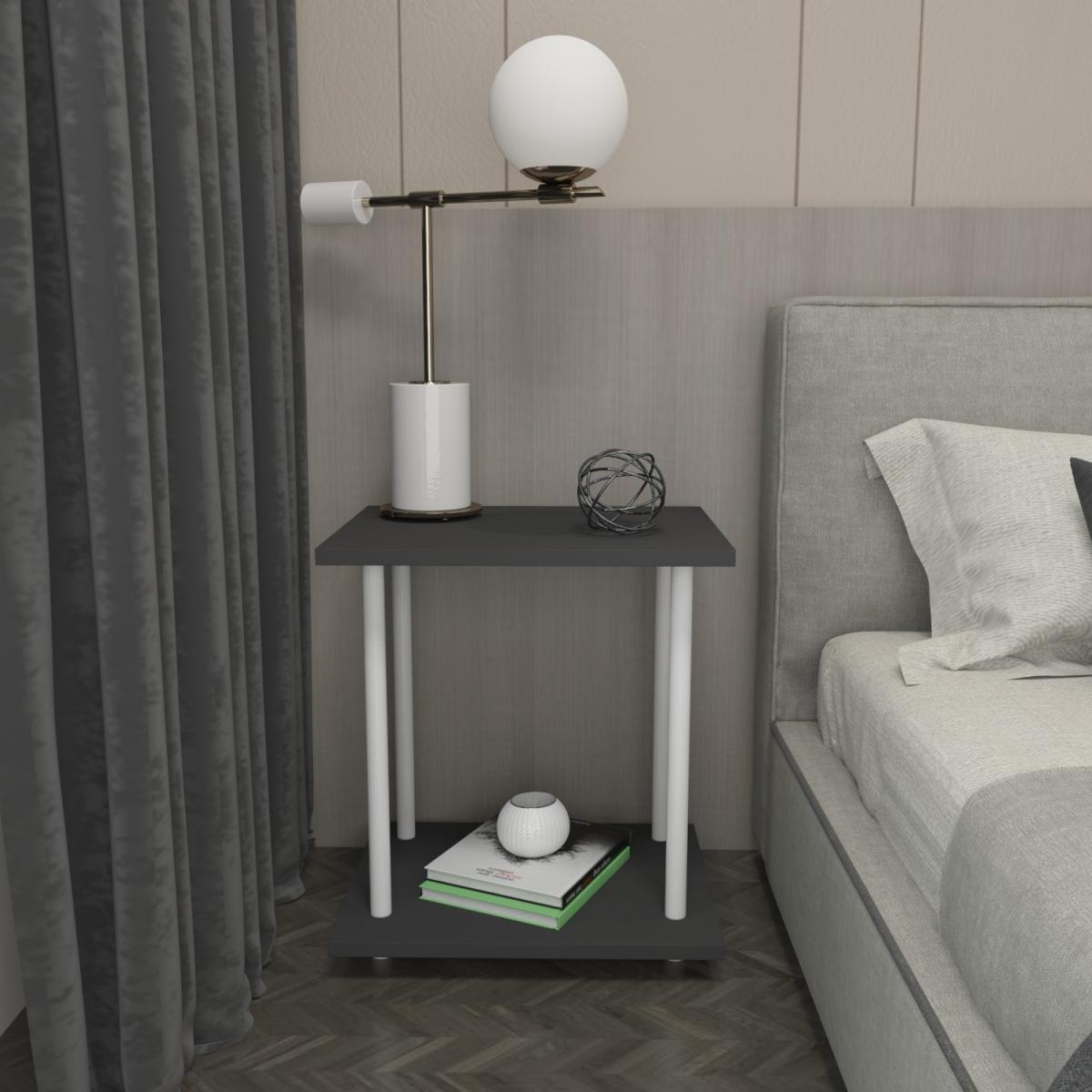 Bristol Industrial Modern Side Table End Table Coffee Table - White&Anthracite – image 7