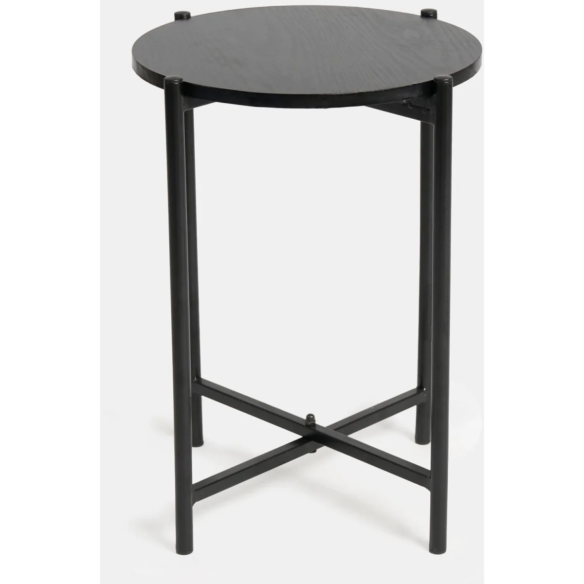 Marble Effect Round Side Table - Black Wood – image 5
