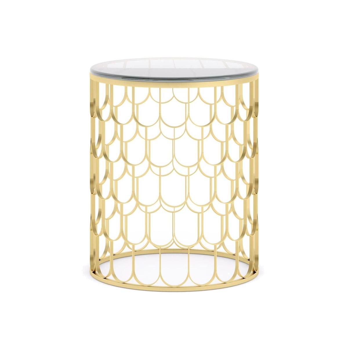 Forio Glass and Gold Round Side Table - Yellow