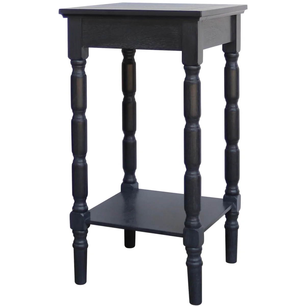 San Antonio Vintage Black Wooden Side Table with Bottom Shelf by Wyld Haus - Black – image 2