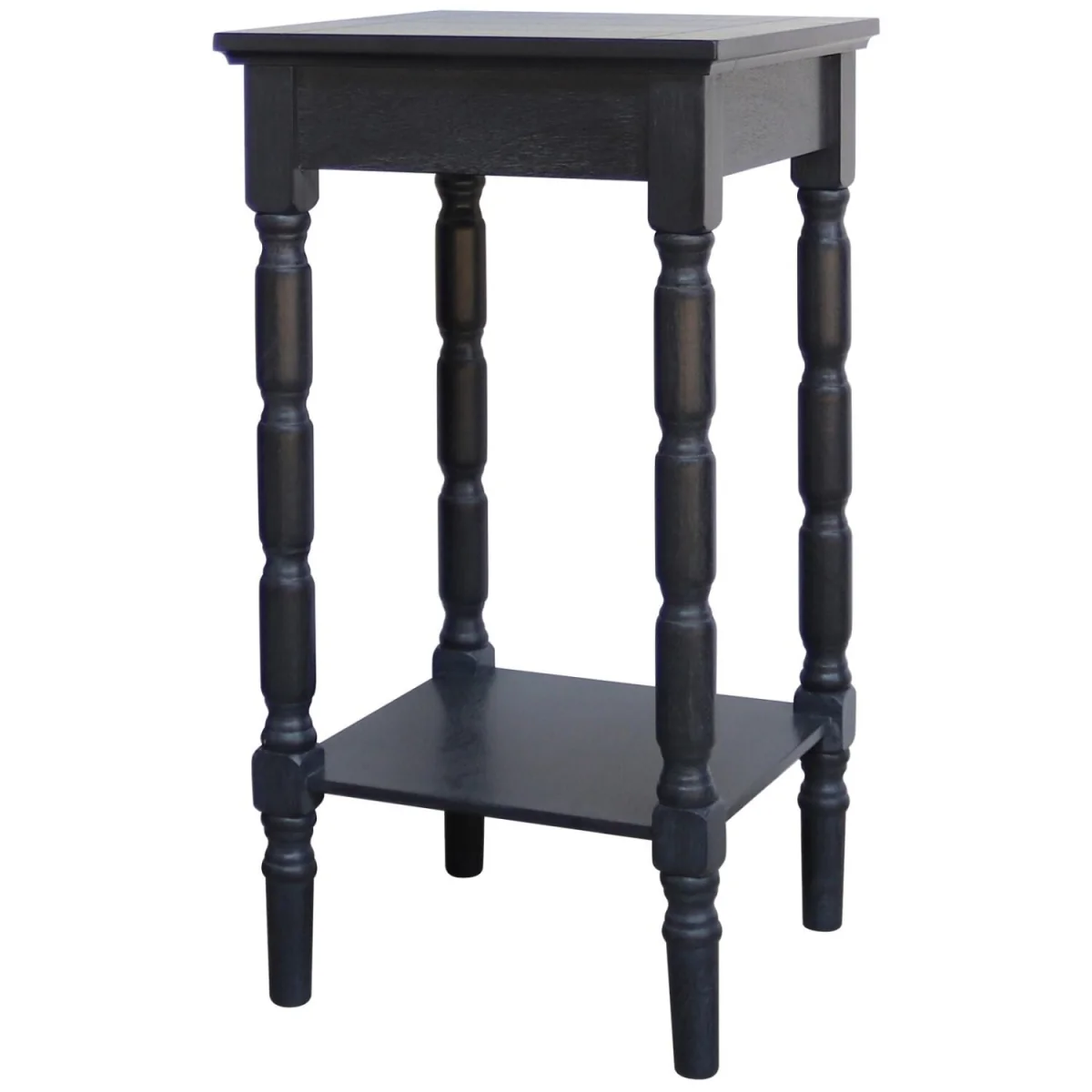 San Antonio Vintage Black Wooden Side Table with Bottom Shelf by Wyld Haus - Black – image 3