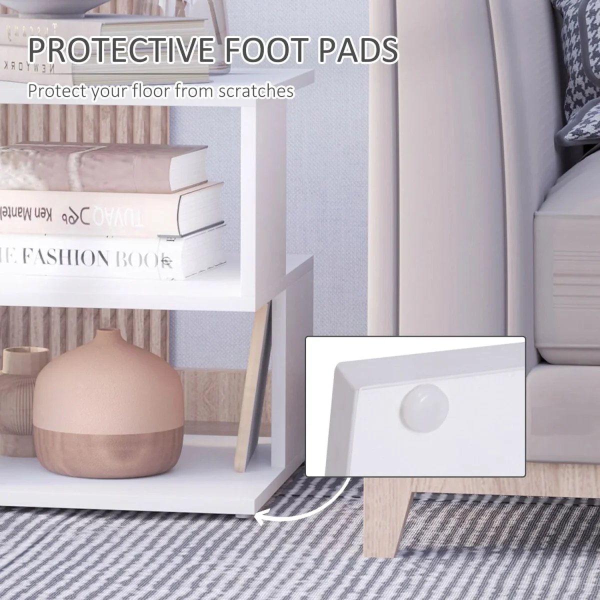 Luvila Set of 2 White Wooden Square Side Tables, 2-Tier Storage – image 7