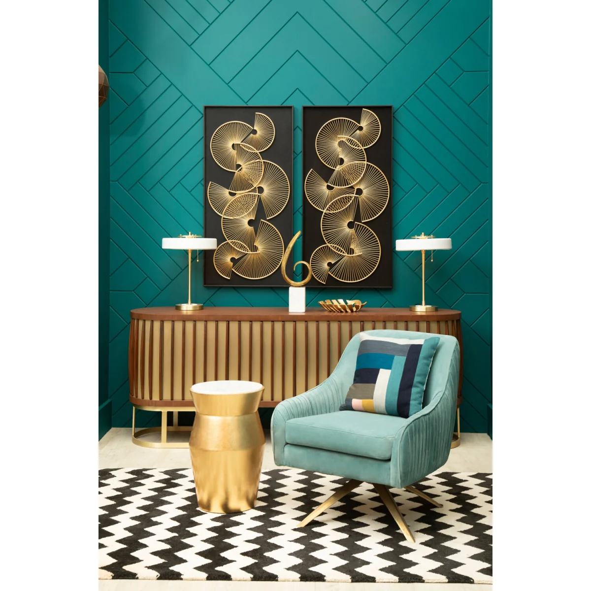 Lino Large Gold Drum Side Table - Gold – image 2