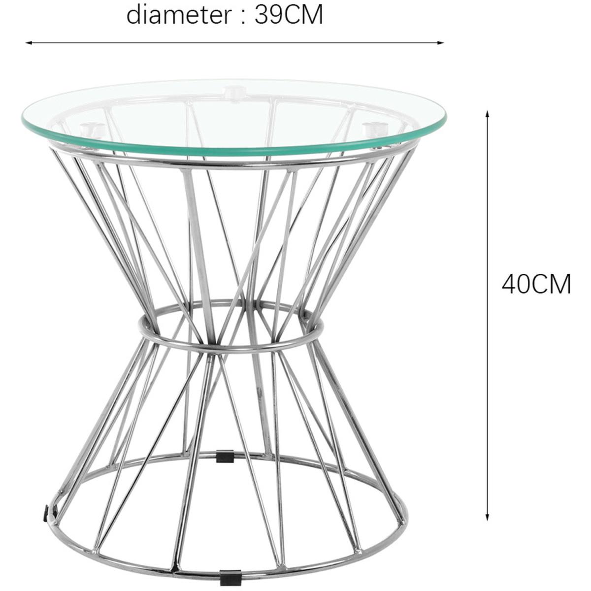 Clear Round Tempered Glass Side Coffee Table - Silver – image 4