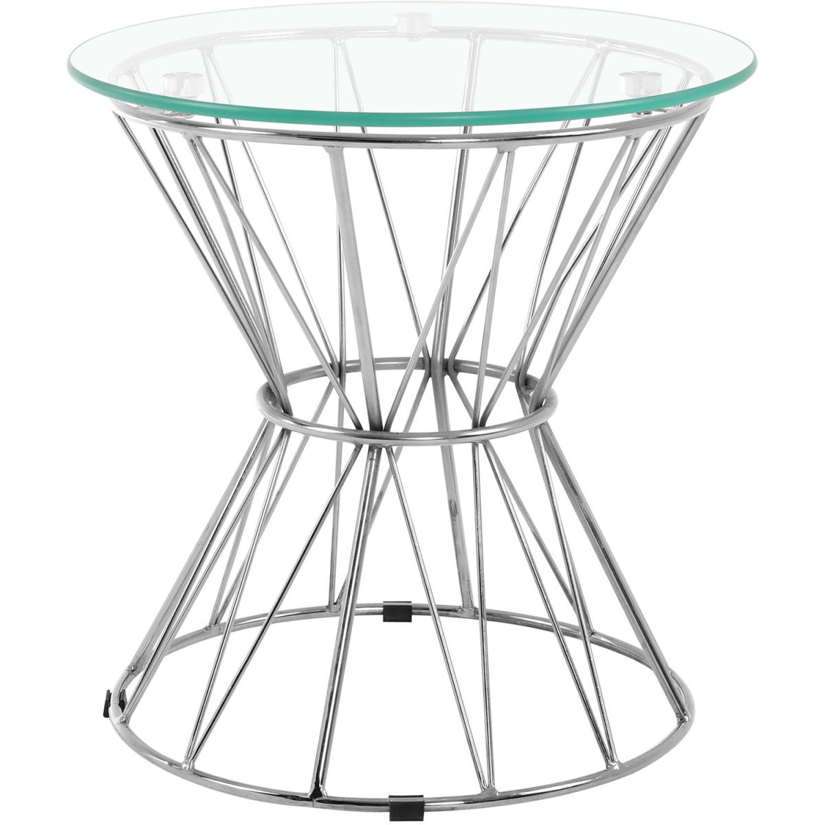 Clear Round Tempered Glass Side Coffee Table - Silver – image 5
