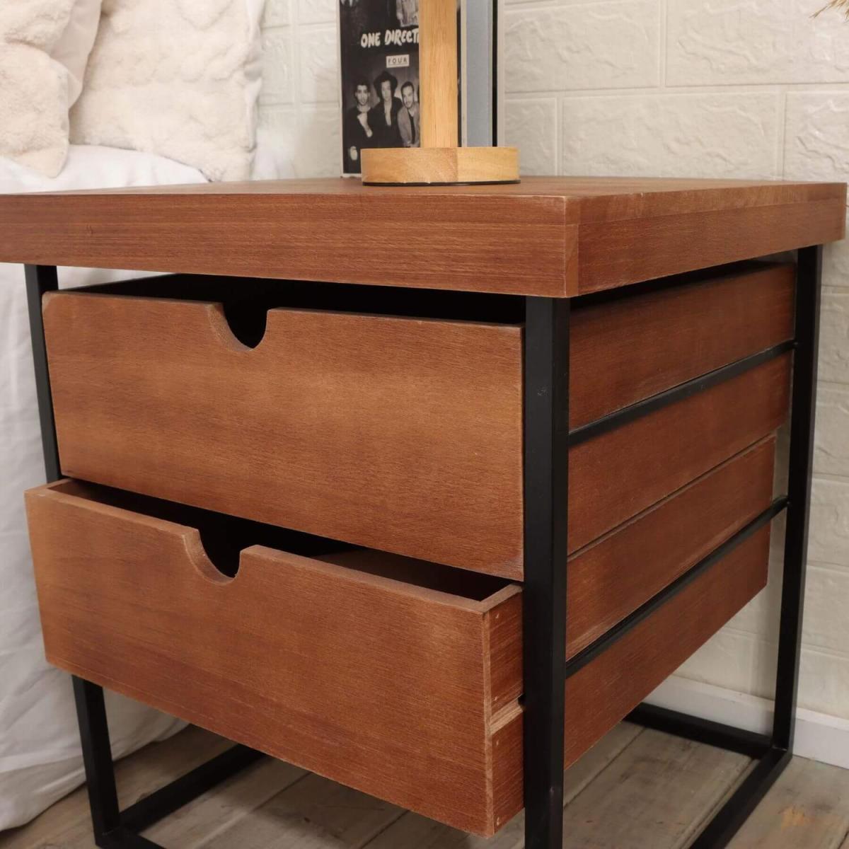 Portland 2 Drawer Lamp Side Table Storage Unit - Natural – image 3