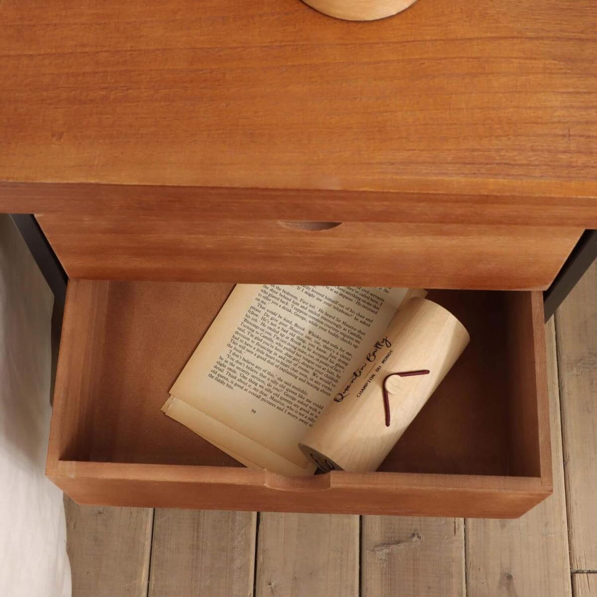 Portland 2 Drawer Lamp Side Table Storage Unit - Natural – image 4