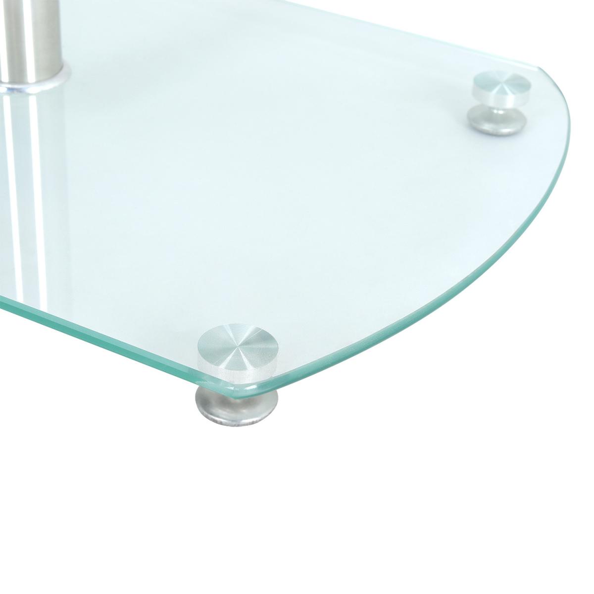 Rectangle Shape Clear Tempered Glass Side End Table  - Silver – image 3