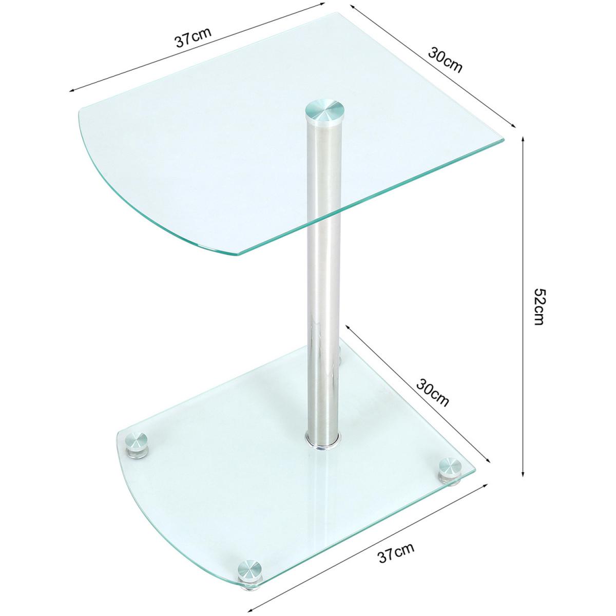 Rectangle Shape Clear Tempered Glass Side End Table  - Silver – image 4