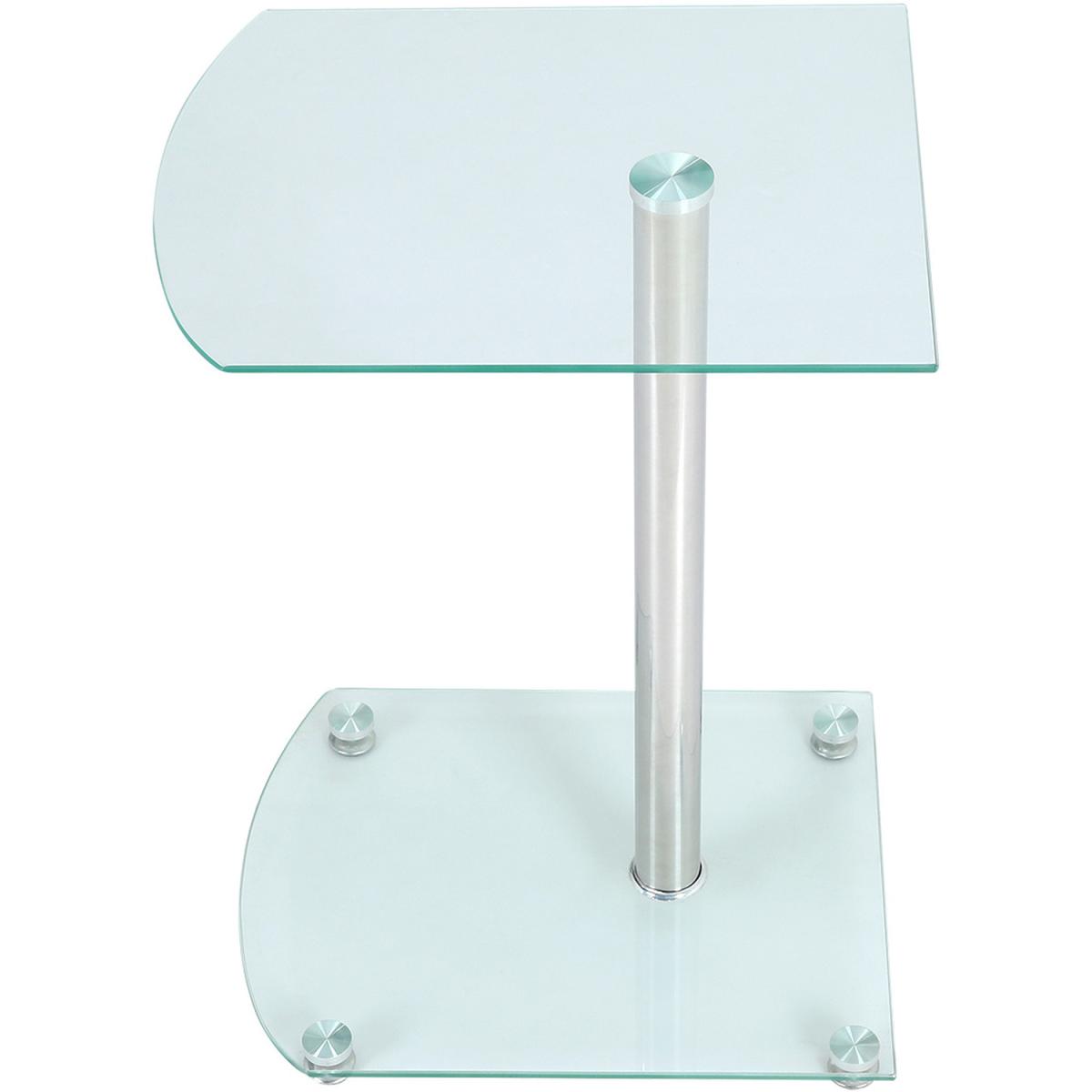Rectangle Shape Clear Tempered Glass Side End Table  - Silver – image 6